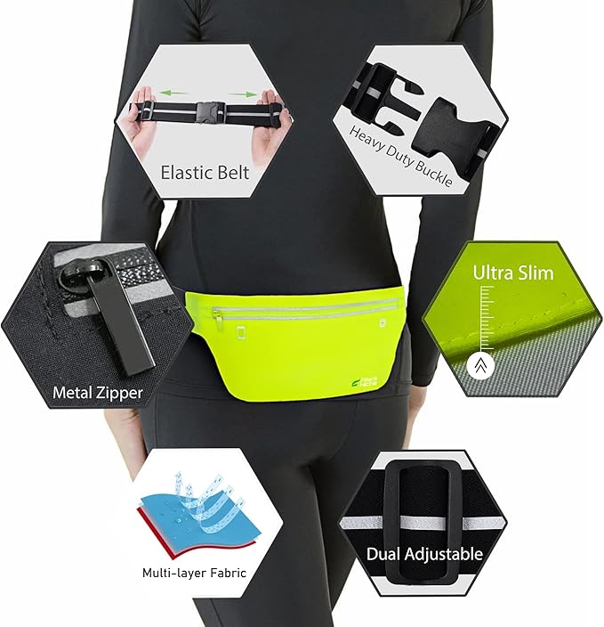 UltraSlim Fanny Waist Pack – Water Resistant Bag 24 to 43inch Waists, 6.7inch –