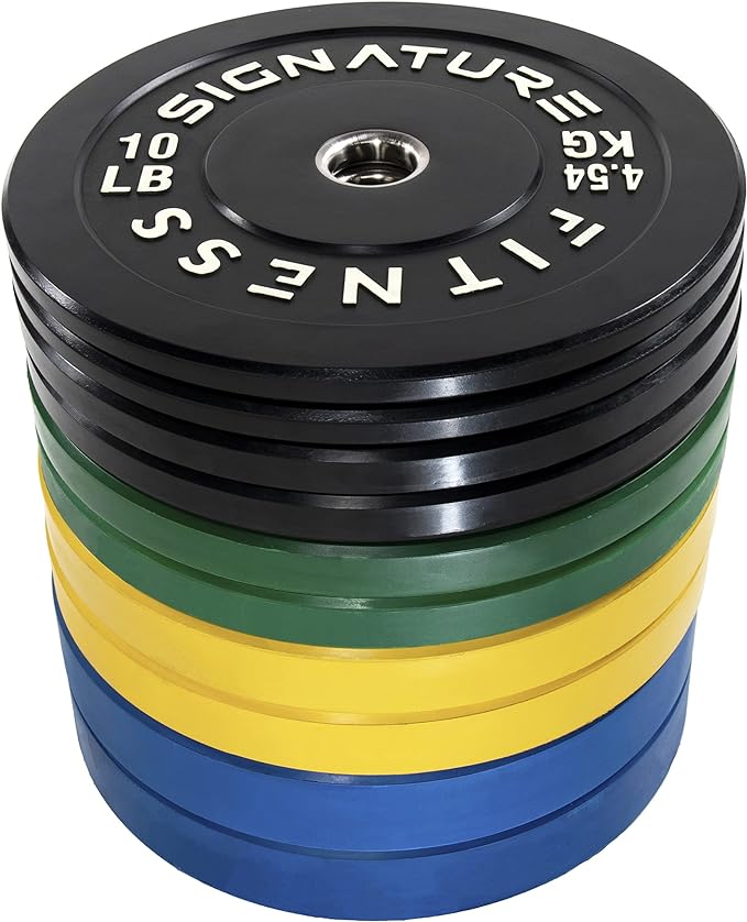 Signature Fitness 2" Olympic Bumper Plate Weight Plates 7FT Olympic