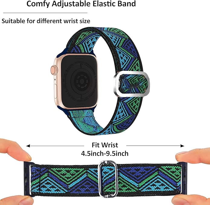 Compatible for FITVII Fitness Tracker Bands, 18mm, 20mm, 22mm Stretch Elastics Nylon Adjustable Replacement Strap Accessories