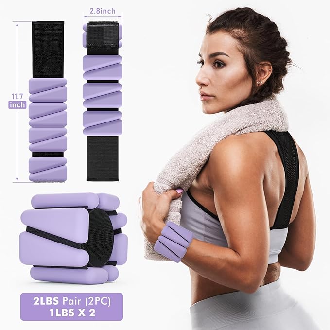 Wrist Weights, Ankle Weights for Women Men, Adjustable 2 (1LB (1LB Each)