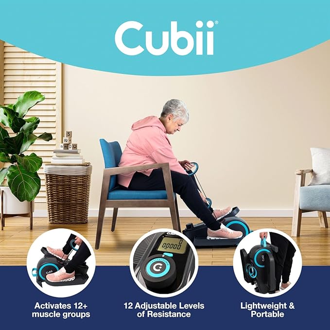 Cubii Total Body - Compact 2-in-1 Elliptical with 12 Resistance Levels, Low-Impact Cardio & Strength Training with an Ergonomic Pulley System for a Full-Body Workout - Adult to Senior