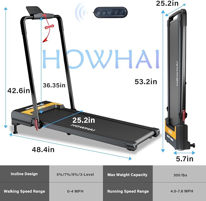 Treadmill with Incline, Walking Pad Foldable Treadmills for Home with 2.5HP, Speed 6.2-7.6MPH Walking Pad with Handle Bar, Remote Control and LED Display