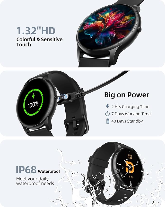 Parsonver Fitness Tracker Bundle with Round Smart Watch, 2-Pack