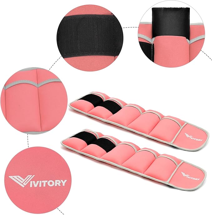 Vivitory Adjustable Ankle Weights for Women & Men 2 to 10 Lbs,