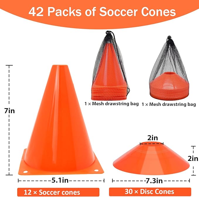 Soccer Cones Set 84/42Pcs 7"/9" 7"/9" Cones