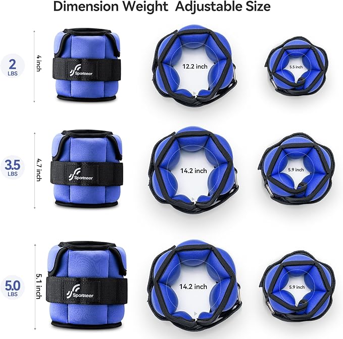 Sportneer Adjustable Ankle Weights for Women and Men：1 1 2 2 3 3 4 4 6 6 7 7 8 8 10 10 lbs