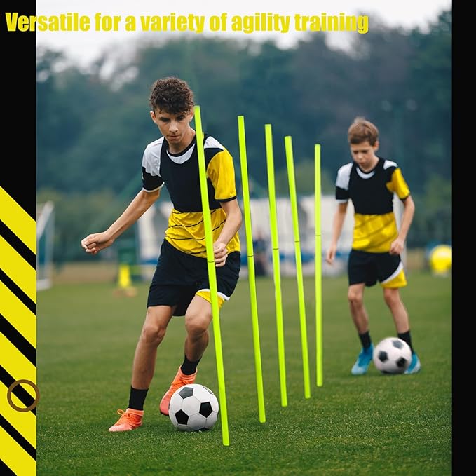 Lenwen 12 Pcs Soccer Training Poles Agility Poles