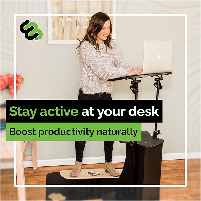 Wide Standing Desk Balance Board with Standing Desk Mat and Stabilizing Ring - Anti-Fatigue Balance Board for Standing Desks