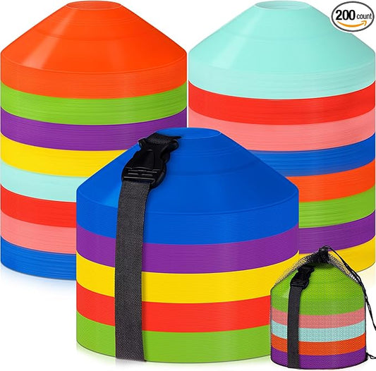 Sratte 200 Pcs Soccer Cones with Strap and