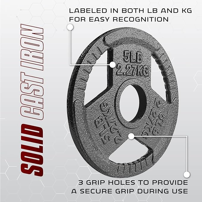 Yes4All Olympic Rubber Grip Plates for Barbell 2-Inch Weight