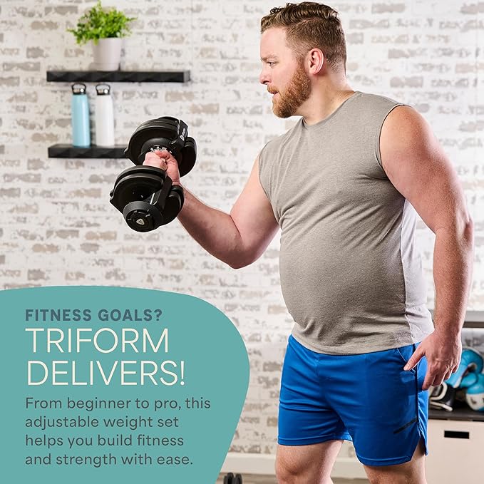Lifepro Adjustable Dumbbells Set - 5in1-15lb 25lb 43lb weights Set & Single with Rack - Quick Adjust, Secure Grip - Compact Hand Weights for Men Women Home Gym