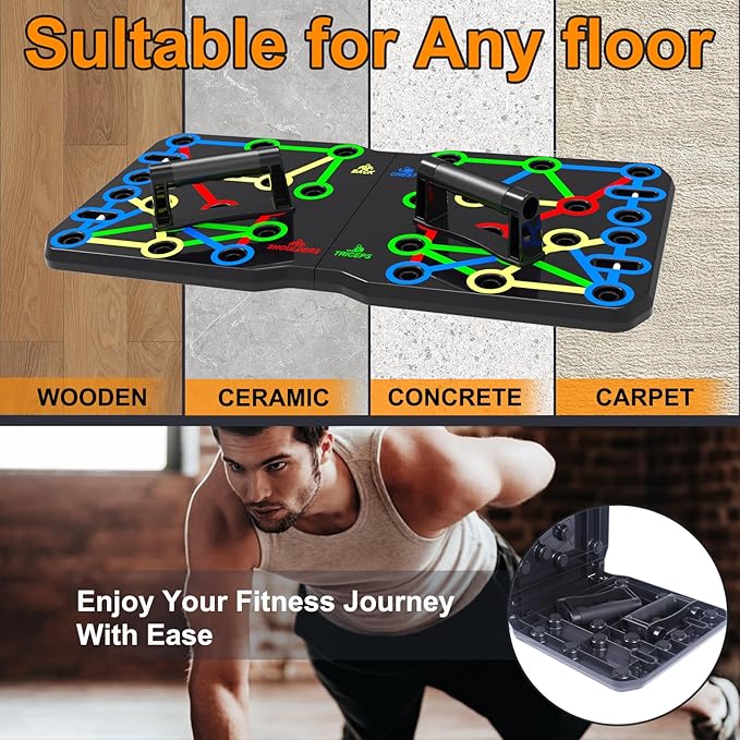 AERLANG Push Up Board, Portable Multi-Function Foldable 10 in 1 Push Up Bar, Push up Handles for Floor,Professional Push Up Strength Training Equipment