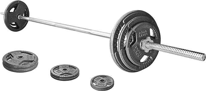 Cast Iron Standard Weight Plates Including 5FT Standard Barbell with Star Locks, 45-Pound Set (35 Pounds Plates + 10 Pounds Barbell), Multiple Packages