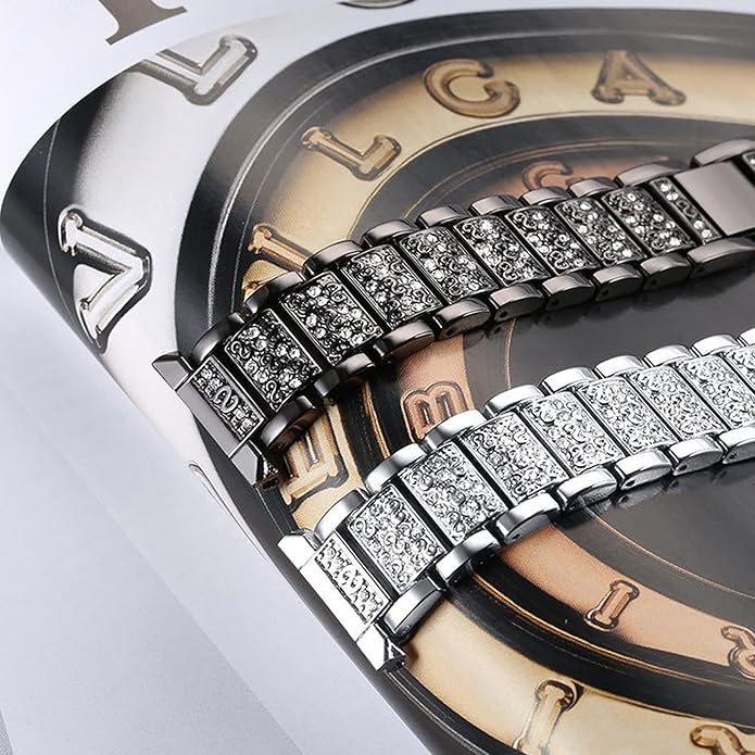 22mm Women's Jewelry Bling Diamond Metal Dressy Strap, Adjustable Replacement Strap Accessories Compatible for GTX12, T60 Smart Watches
