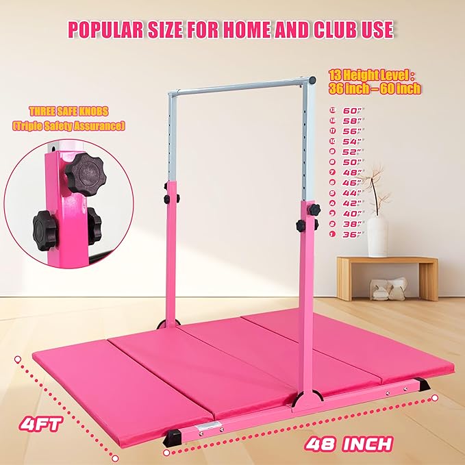 Gymnastic Bar for Kids Gymnastic Kip Bar Horizontal 3-15 Years