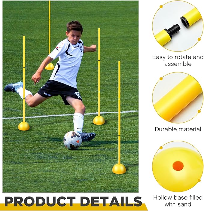 Jenaai 6 Sets Agility Poles with Base Coaching