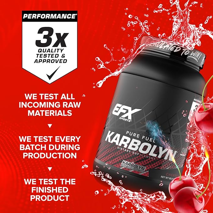 EFX Sports Karbolyn Fuel | Fast-Absorbing Carbohydrate Powder | Carb Load, Sustained Energy, Quick Recovery | Stimulant Free | 37 Servings (Cherry Bomb)