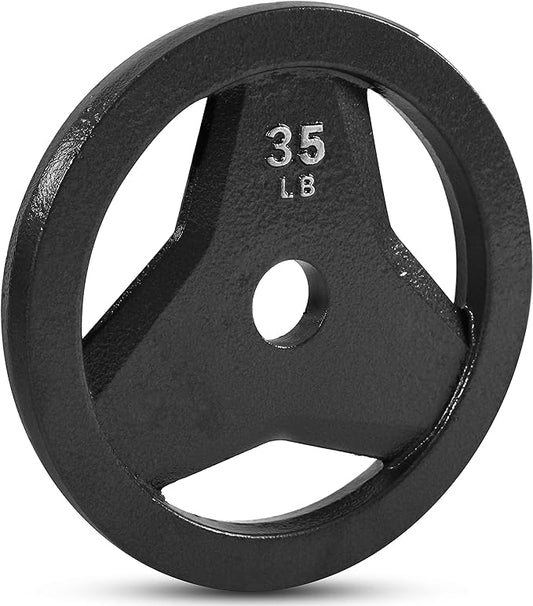 JFIT Olympic 2" Cast Iron Grip Plate OR 2" Rubber Bumper Plates for Barbell - Singles OR Pairs - 6 Weights Available (2.5lbs to 45lbs) Plates for Strength Training, Weightlifting, Bodybuilding