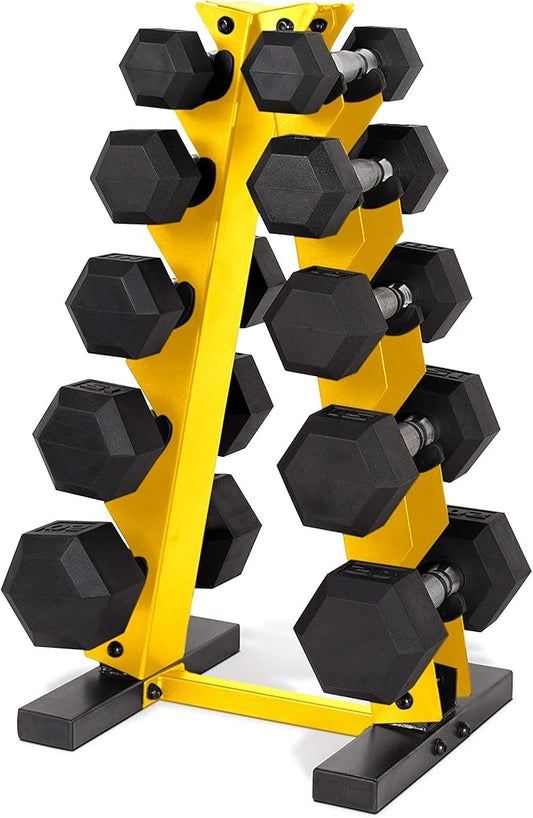 CAP Barbell 150 LB Coated Hex Dumbbell Weight Set with Vertical Rack | Multiple Options