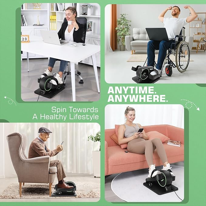 FUNMILY Under Desk Elliptical, Ellipse Leg Exerciser While Sitting for Seniors with Display Monitor, Portable Seated Pedal Exerciser with Remote Control for Home Office Use Fully Assembled