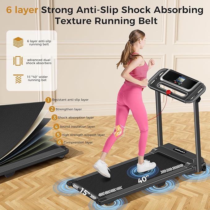 Portable Treadmill with Handle, 3.0HP Walking Pad Treadmill, Electric Compact Treadmills,Treadmills for Home Small Space with 12 Preset Programs, Walking Pad with Handle,300 LBS Capacity