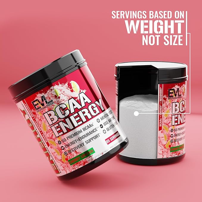 EVL BCAAs Amino Acids Powder - BCAA Energy Pre Workout Powder for Muscle Recovery Lean Growth and Endurance - Rehydrating Post Workout Recovery Drink with Natural Caffeine - Cherry Limeade