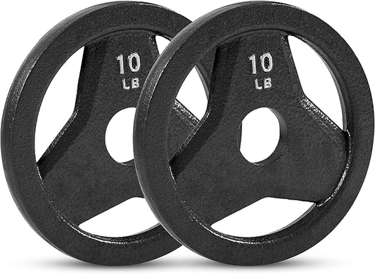 JFIT Olympic 2" Cast Iron Grip Plate OR 2" Rubber Bumper Plates for Barbell - Singles OR Pairs - 6 Weights Available (2.5lbs to 45lbs) Plates for Strength Training, Weightlifting, Bodybuilding