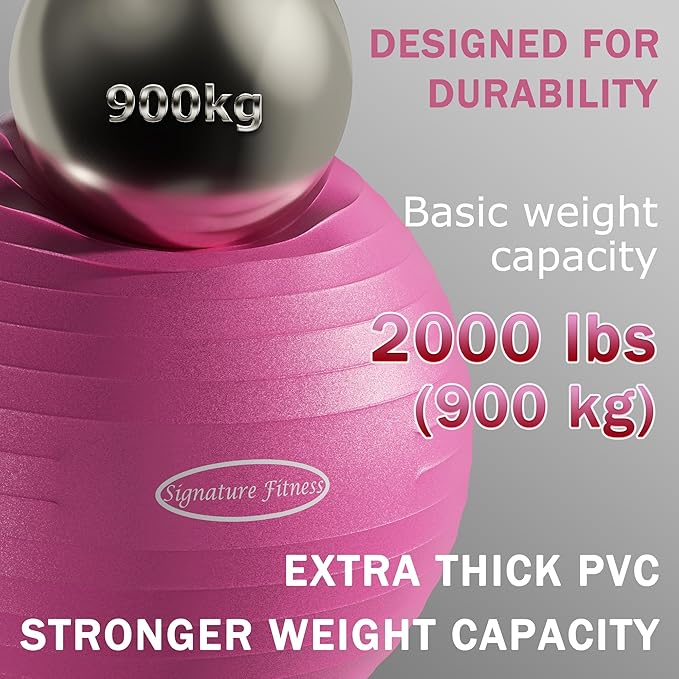 Anti-Burst and Slip Resistant Exercise Ball Yoga Ball 2,000-Pound Capacity,