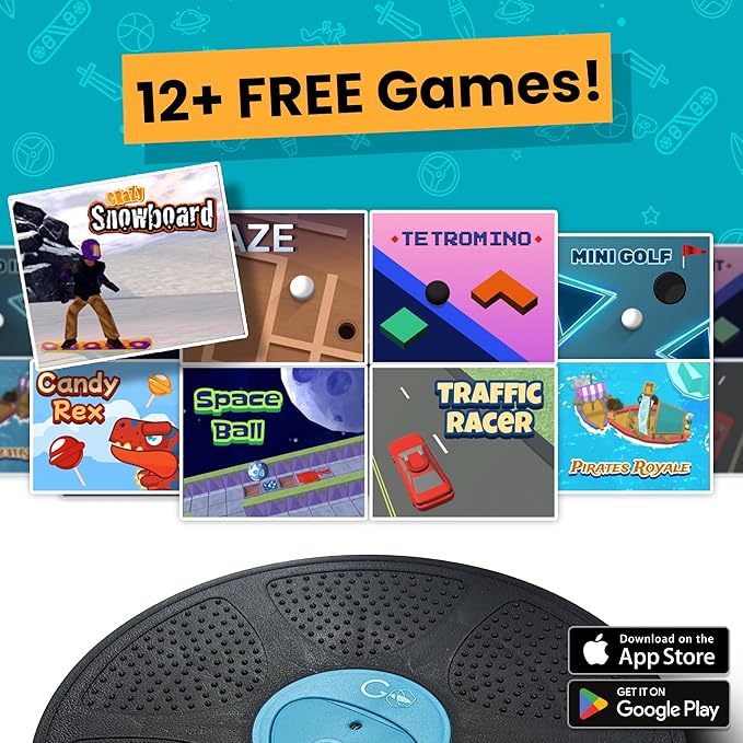 GoBalance Board - App-Enabled Balance Board. Smart Bluetooth Sensor, 12 FREE Interactive Games - Fun, Balance Training and Home Gym Workout! Boost Coordination & Strength for Teens and Adults