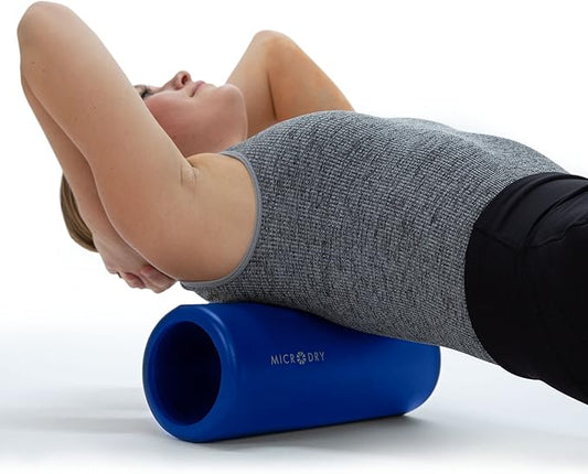 MICRODRY Deluxe Fitness Foam Back Roller for Muscle Relief 13x5.3", Blue