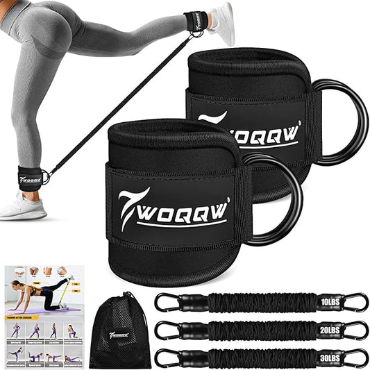 Ankle Resistance Bands with Cuffs, Ankle Bands for Working Out, Glutes Workout Equipment, Butt Exercise Equipment for Kickbacks Hip Fitness Training, Legs Resistance Bands for Women & Men