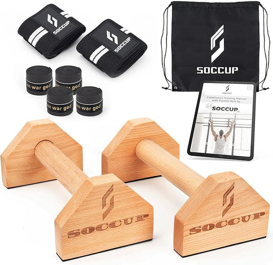 Wooden Parallettes Calisthenics Bars — Solid Beech Wood