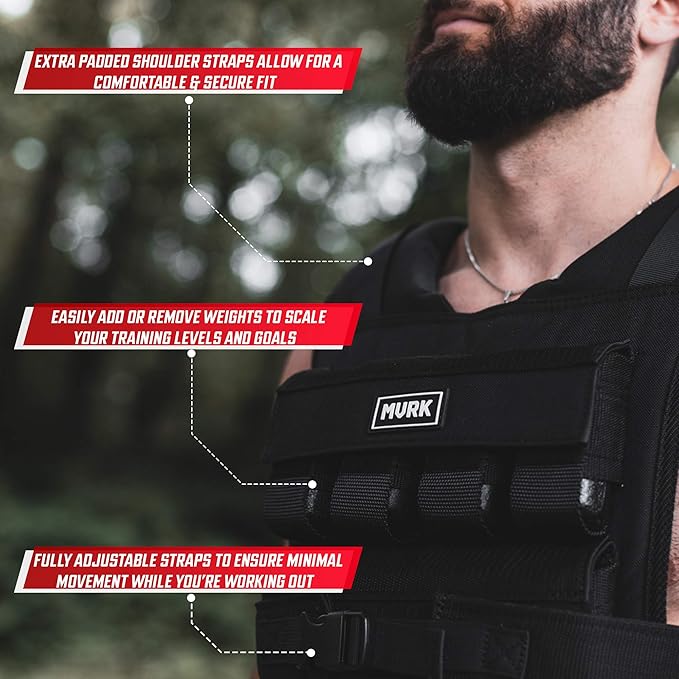 MVRK Weighted Vest Men 18lbs | 28lbs | 35lbs | 45lbs | 65lbs - Weighted Workout Vest With Removable Iron Weights, Heavy Duty Weighted Exercise Vest For Functional Training & Calisthenics - Weight Vest for Men and Women