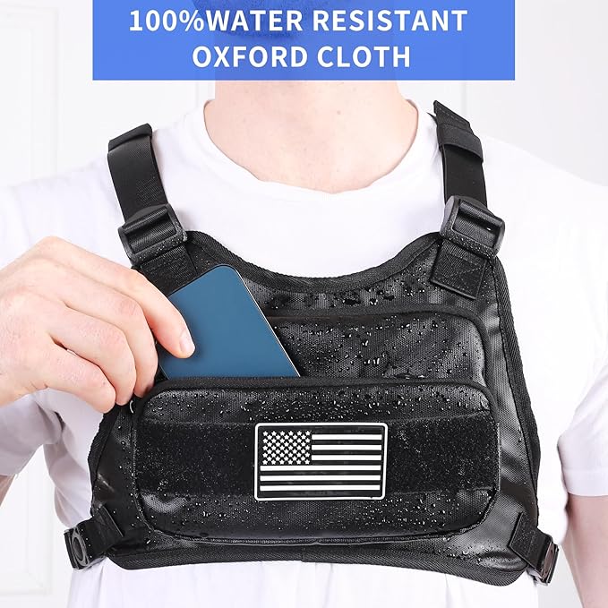 Water Resistant Chest Pack for Men Tactical, Lightweight Front Running Vest Bag with Built, Minimalist Running Pack for Workouts for Running, Hiking, Workouts