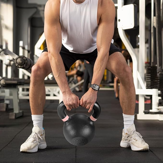 Cast Iron Kettlebell Weights for Home Gym, Heavy Duty Strength Training, Workout Equipment for HIIT, Functional Fitness