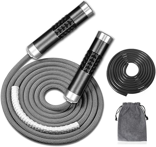 Redify Weighted Jump Rope for Workout Fitness(1LB) 9MM Fabric Cotton+9MM Solid