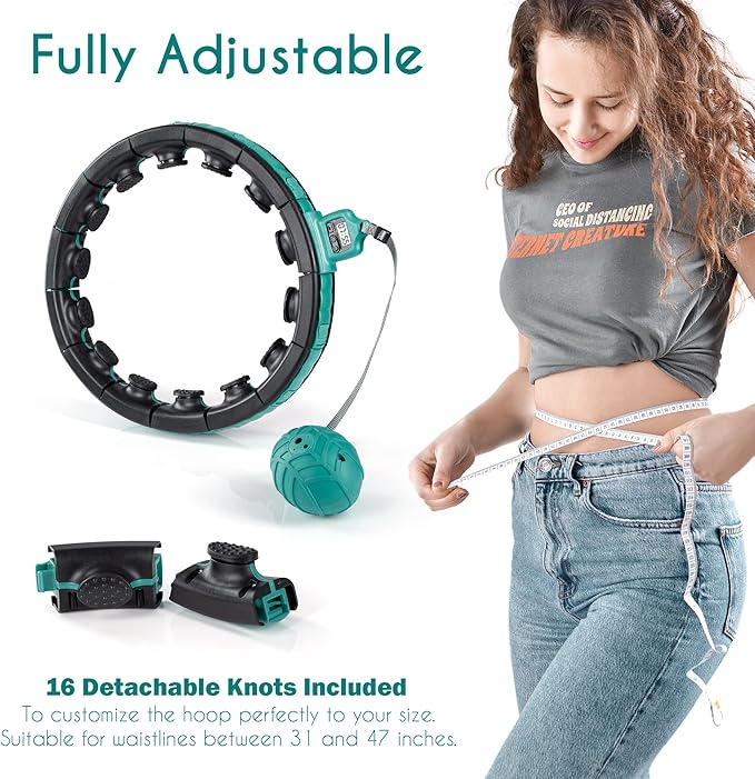 Teal Elite Smart Weighted Hula Hoop for Adults 2 in 1 Abdomen