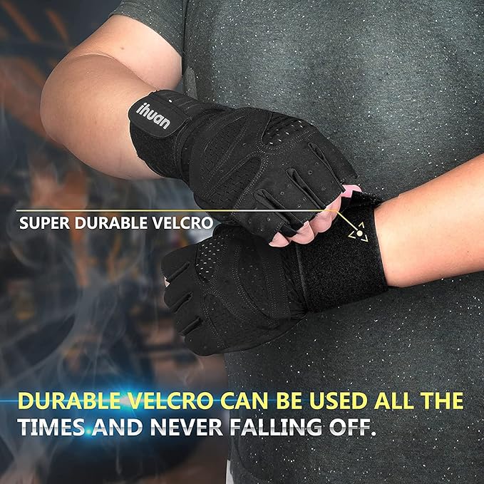 ihuan Ventilated Weight Lifting Gym Workout Gloves