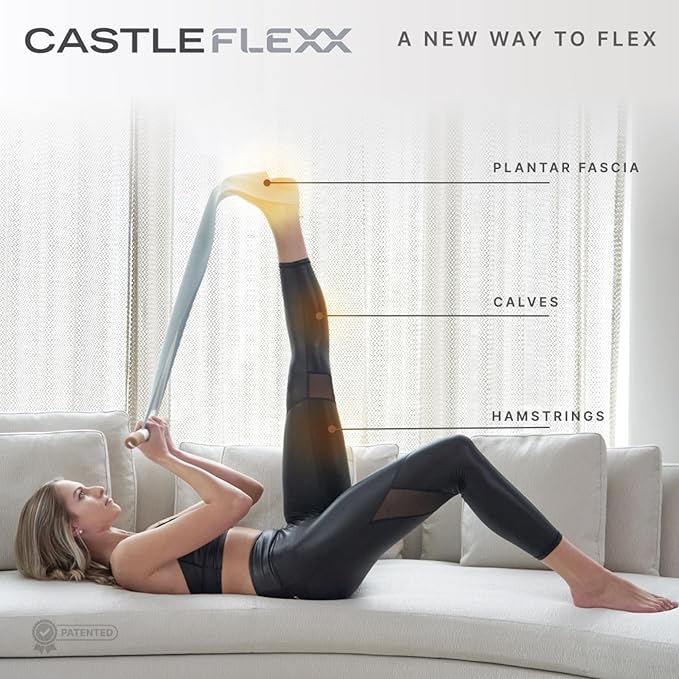 CastleFlexx Mobility and Full Body Strengthening Device | Non-Elastic Stretch Strap with Natural Premium Cork Handles for Stretching, Exercise, Physical Therapy, and Yoga