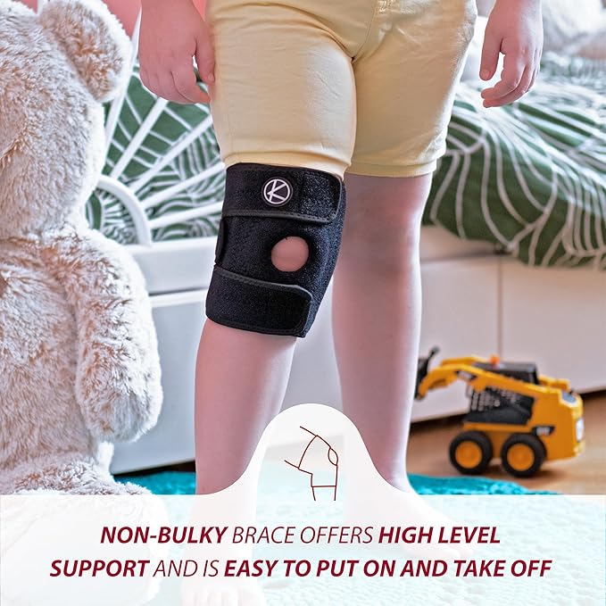 KARM Kids Knee Brace - Osgood Schlatter Knee Brace Youth for Kids, Sports, Pain, Arthritis, Patella, Meniscus Tear, MCL, ACL - Adjustable Compression Support for Child, Boys & Girls (Black)