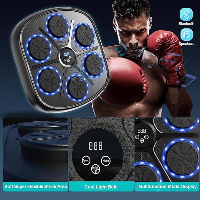 Smart Music Boxing Machine for Adults and Kids, Wall-Mounted Interactive Trainer with LED Display, 9 Modes & 9 Speeds, Perfect for Home Fitness and Stress Relief