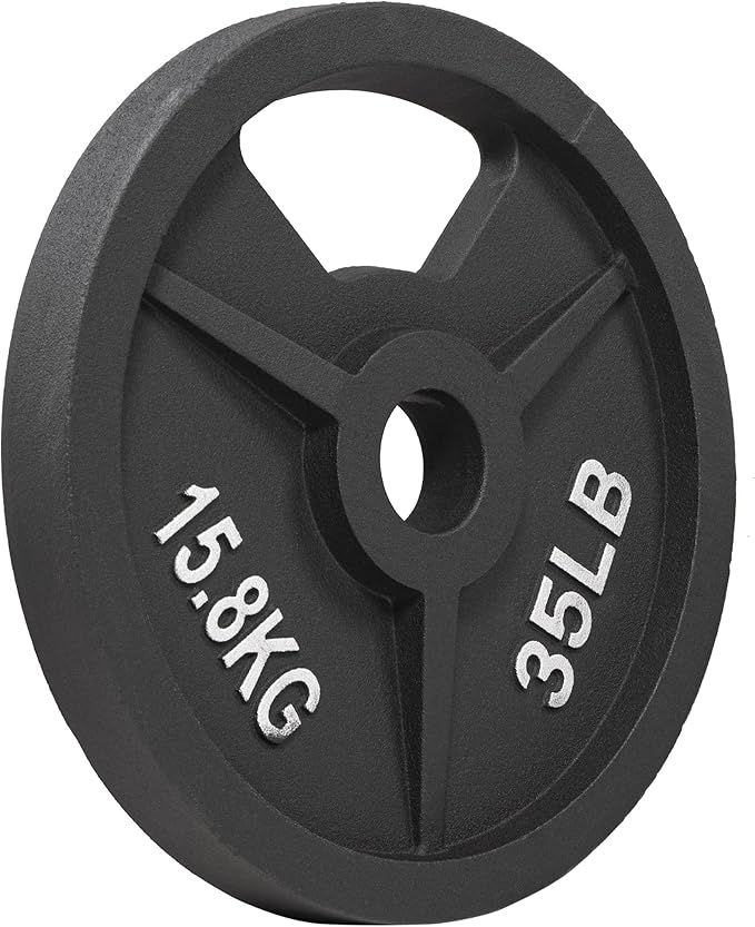 Signature Fitness Cast Iron Plate Weight Plate for Strength Training and Weightlifting, Olympic or Standard