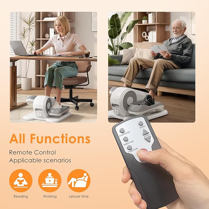soges Under Desk Elliptical Machine,Seated Pedal Exerciser for Senior,12 Adjustable Speeds Portable bidirectional Ellipse Exerciser,Ellipse Leg Exerciser with Remote Control and Manual Mode