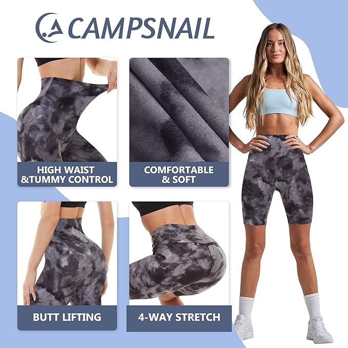 CAMPSNAIL Workout Biker Shorts Women - 3"/5"/8" High Waisted Tummy Control Spandex Booty Volleyball Shorts for Yoga Dance