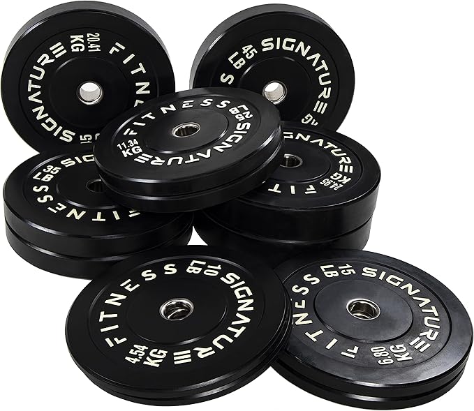 Signature Fitness 2" Olympic Bumper Plate Weight Plates 7FT Olympic