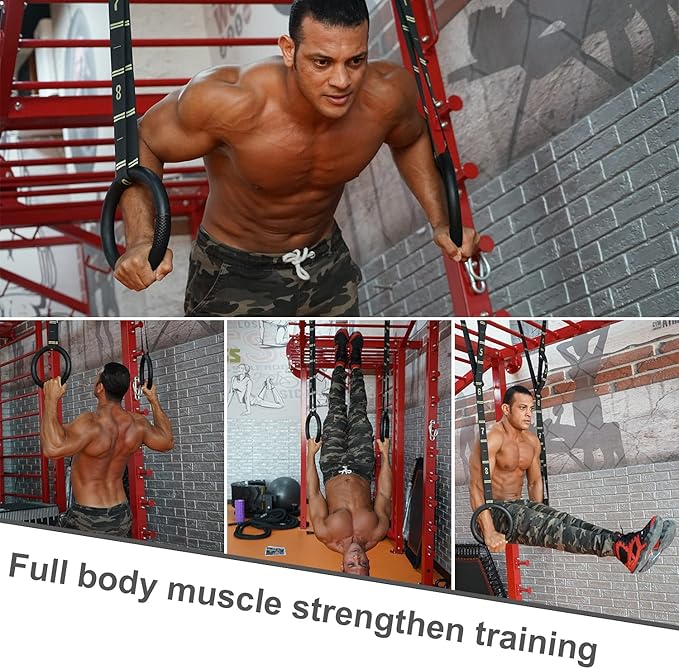 QUOLIX Gymnastic Rings with Adjustable Straps 1300lbs Exercise
