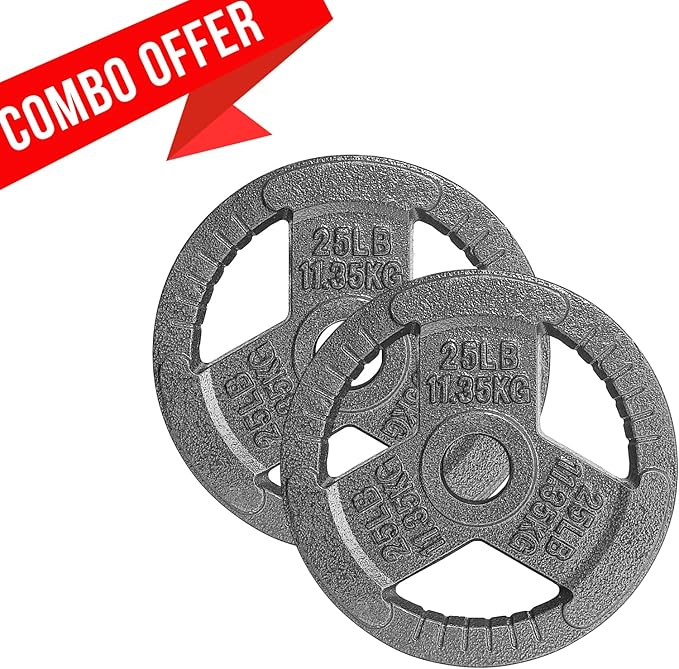 Yes4All Olympic Rubber Grip Plates for Barbell 2-Inch Weight