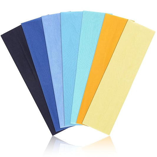 Headbands for Women Non Slip - 7PCS Fashion Sports Hair Bands for Women's Hair, Soft Cotton Cloth Stretchy Headbands for Women for Workout Yoga Running
