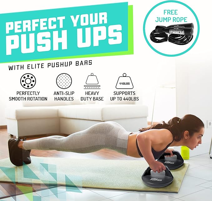 Elite Sportz Push Up Bars - You Will Feel Less Wrist Pain Than When Doing Normal Pushups. Very Sturdy and Won’t Slide Around