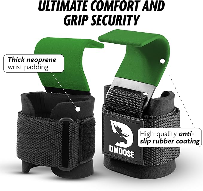 DMoose Fitness Weight Lifting Hooks for Men & 8 mm